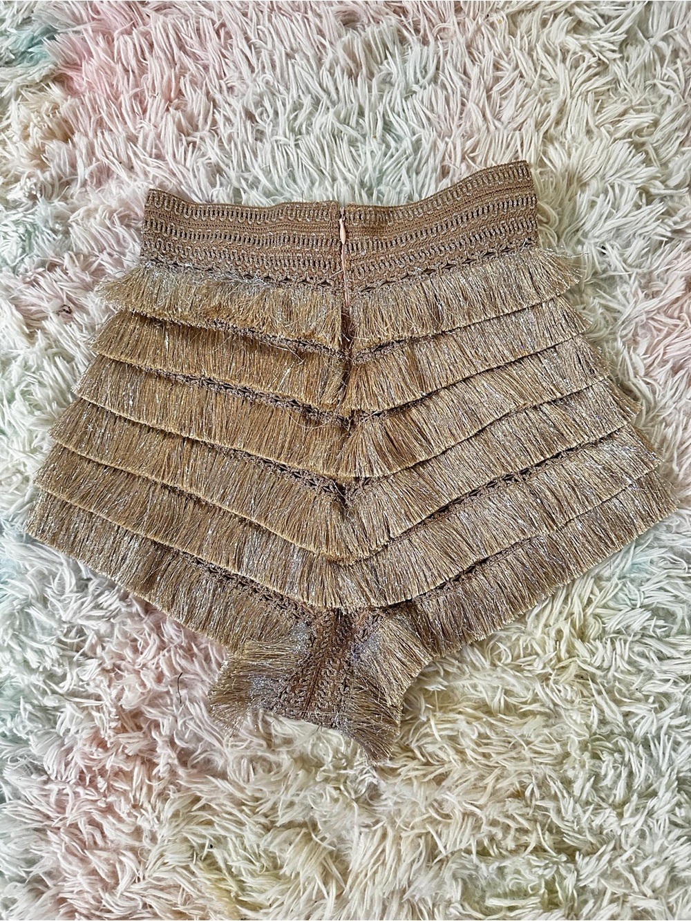 PatBo Metallic Fringe Shorts in Gold Size 4 - Picture 5 of 12